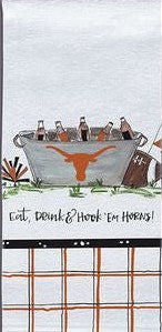 Texas Longhorn Eat, Drink & Hook 'em Kitchen Towel