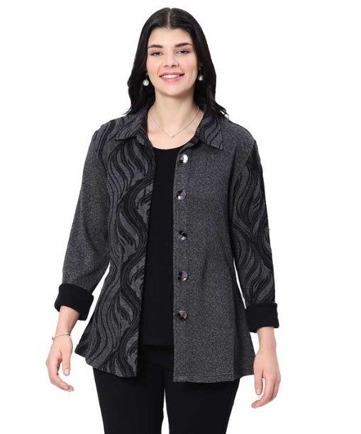 Parsley & Sage Trish Print Shirt/Jacket (BLK/GRY)