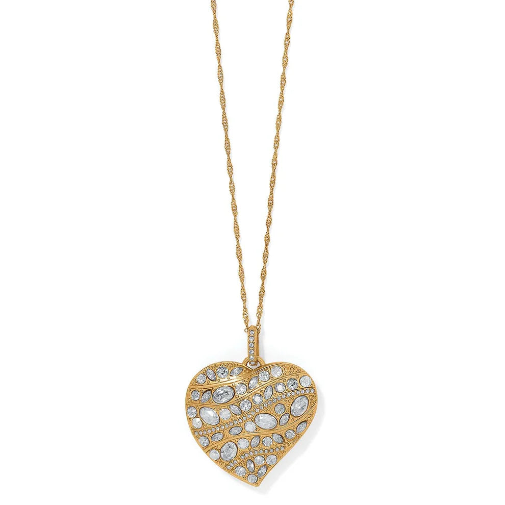 Brighton Trust Your Journey Golden Convertible Reversible Large Heart Necklace (JM7648)