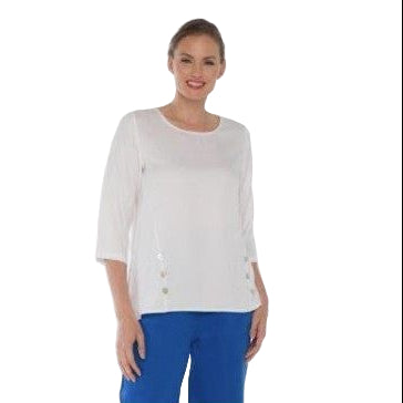 Toofan Tencel White Solid Pull Over Top