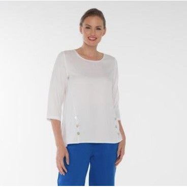 Toofan Tencel White Solid Pull Over Top