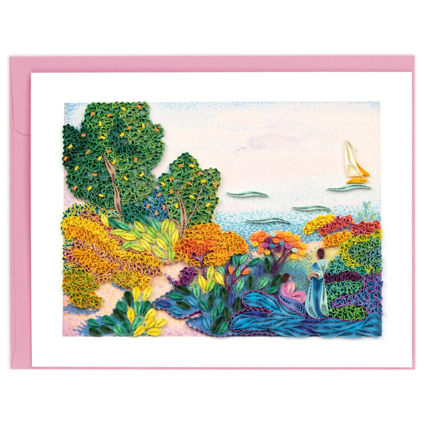 Quilling Card Two Women by the Shore, Mediterranean (AS0002)