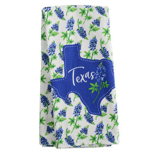 Texas Bluebonnet Applique Tea Towel