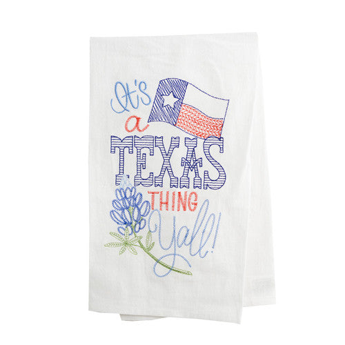 Texas Thang Y'all Embroidered Flour Sack Tea Towel
