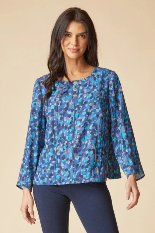 Habitat Destination Unknown Dot Pleat Back Button Pull Over (34332) (Tide)