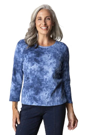 Habitat Cotton Rib Marble Print Crew neck Tee (17011)(Indigo)