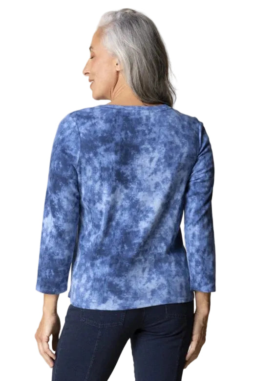 Habitat Cotton Rib Marble Print Crew neck Tee (17011)(Indigo)