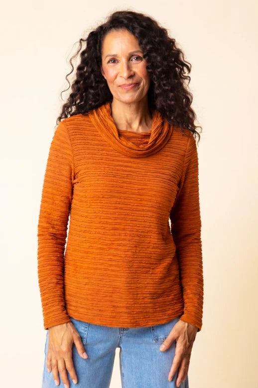 Habitat Lustre Lines Draped Cowl Top (Style 23329)(Paprika)