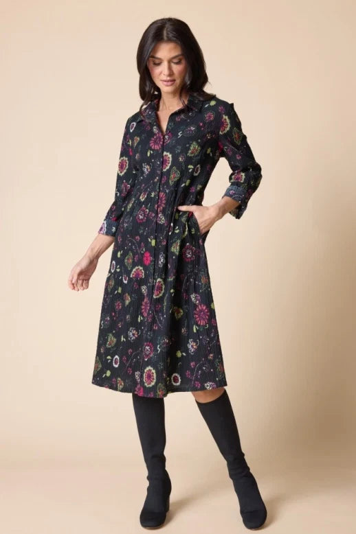 Habitat Crinkle Cotton Floral Lanai Dress (480850(Black)