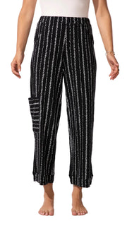 Escape by Habitat Peruvian Cotton Driftwood Stripe Flood Pant (61526)(Black)