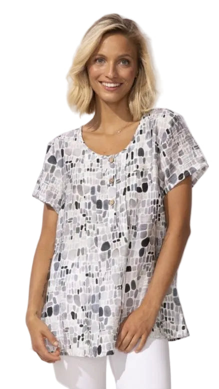 Escape Regatta Rayon Seaglass Pleated Pullover (35730)(Gray)