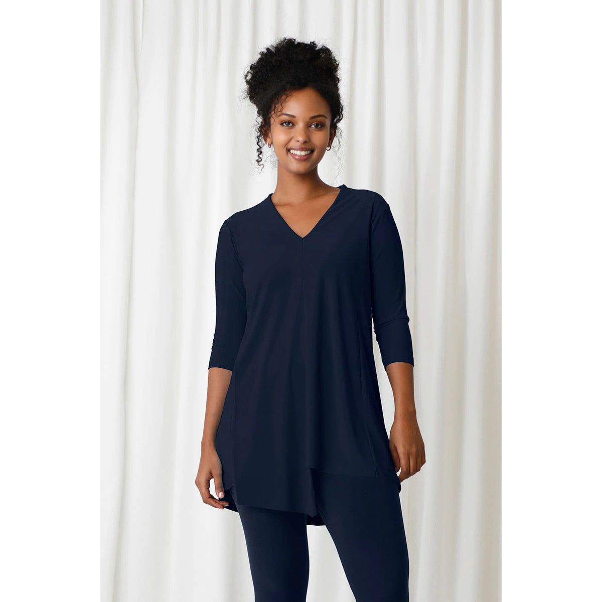 Sympli Double Over V-Neck Tunic (23186-2) NAVY