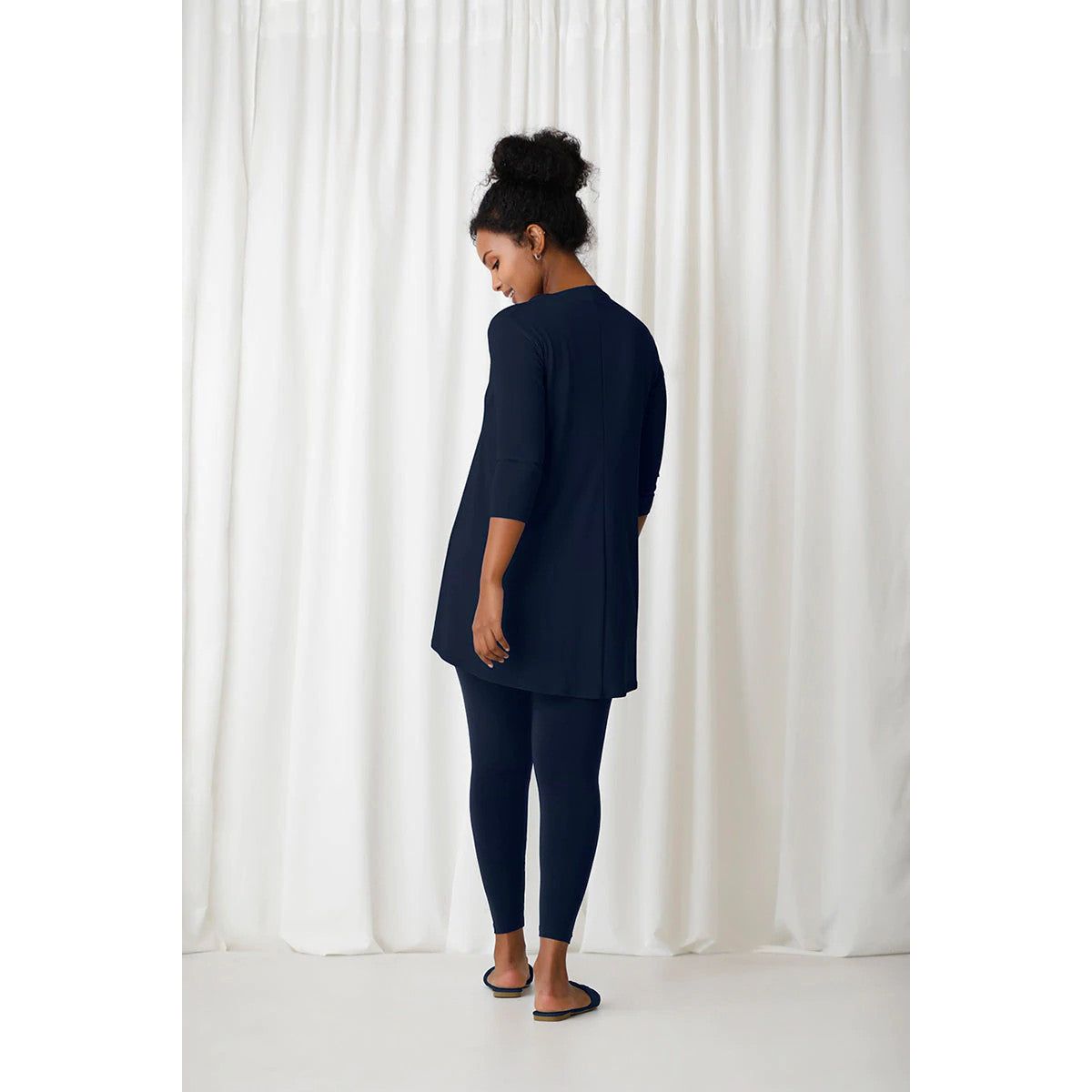 Sympli Double Over V-Neck Tunic (23186-2) NAVY