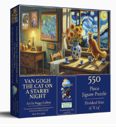 Van Gogh the Cat On A Starry Night 550 Piece Puzzle