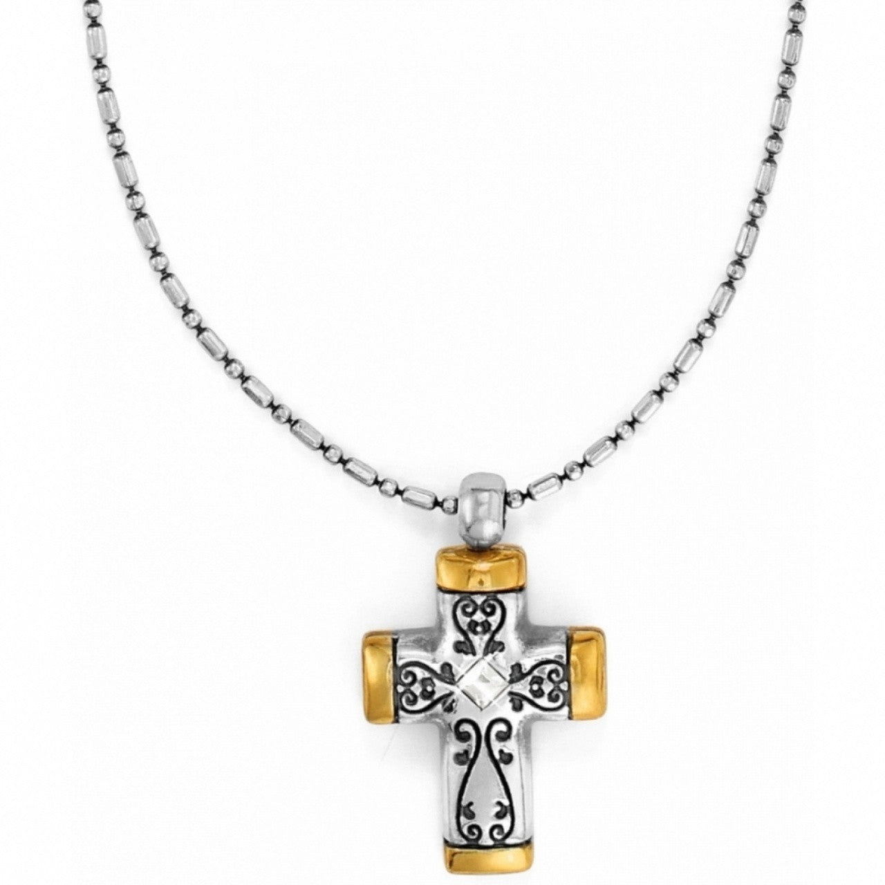Brighton Venezia Petite Cross Necklace (JL2053)(Silver Gold)