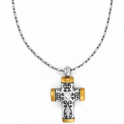 Brighton Venezia Petite Cross Necklace (JL2053)(Silver Gold)