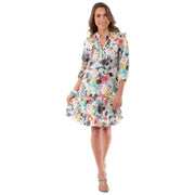 Lior Celebration Print Mandarin Collar Lace Detail Dress