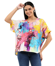 Parsley & Sage Vivian Abstract print Hi-Lo  Tee (26T20B)