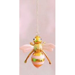 Wide Striped Bumble Bee 4.5" Glass Ornament (CG0345)