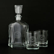 Texas Longhorn 3 Piece Etched  Decanter and Glass Set (X1326)(Seal)