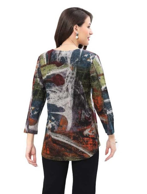 Parsley & Sage Yana Abstract Print Top (25W216C8P)