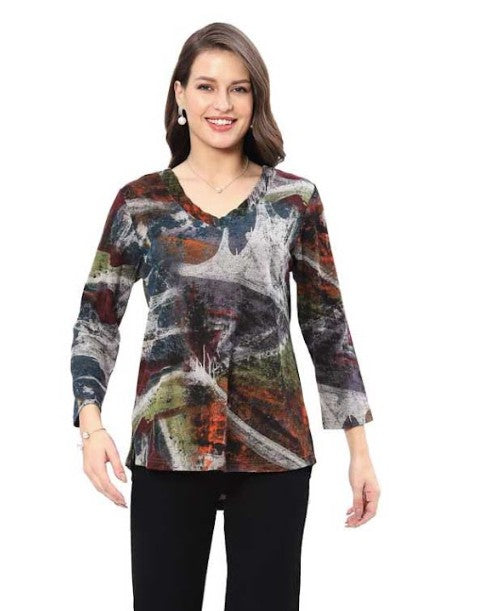 Parsley & Sage Yana Abstract Print Top (25W216C8P)