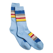 Pendleton Yosemite Stripe Cotton Blend Light Blue Crew Socks