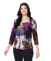 Parsley & Sage Zahara Abstract Print Top (PURP/MULTI)