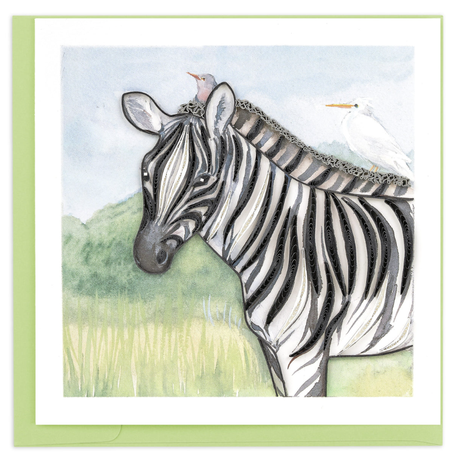 Zebra & Birds Quilling Card (CM044)